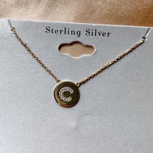 NEW Gold Sterling Silver C Necklace